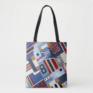 Vintage Old Time Ice Hockey Patchwork Shirts Tote Bag