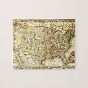 Vintage Old United States USA General Map Jigsaw Puzzle