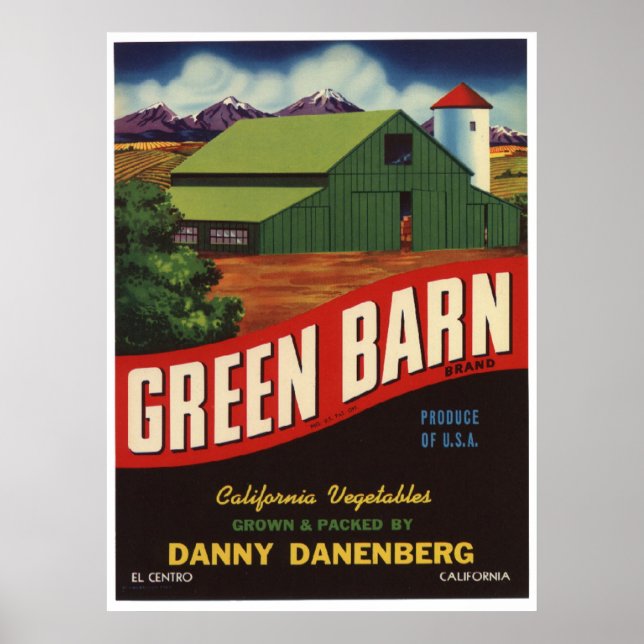 Vintage Old Vegetables Fruit Crate Labels Poster (Front)