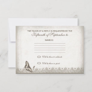 vintage old wedding rsvp card