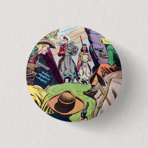 Vintage Old West Comic Book Scene 3 Cm Round Badge