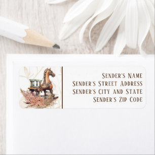 Vintage Old West Rocking Horse Baby Shower Return Address Label