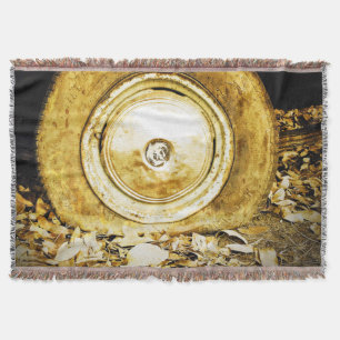 Vintage Old Wheel Of Classic Car Throw Blanket