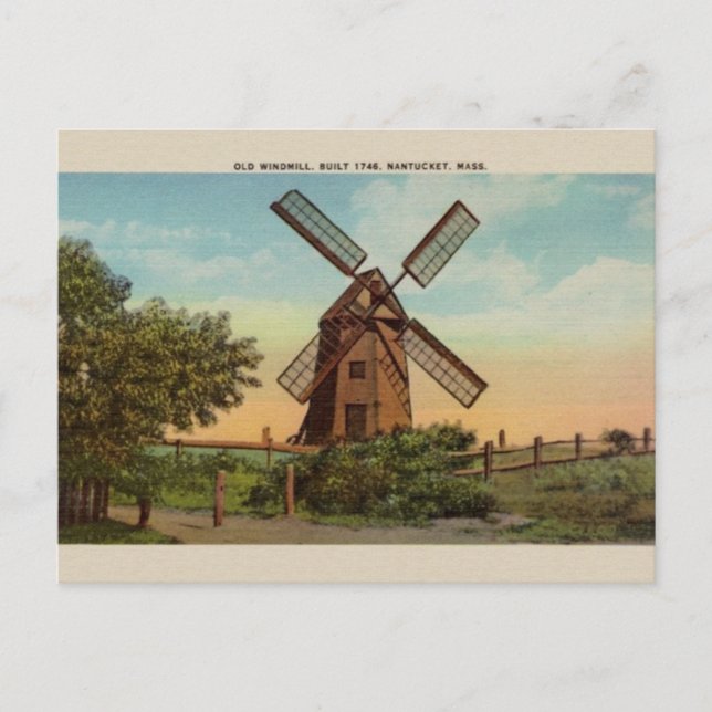 Vintage Old Windmill Nantucket Post Card (Front)