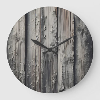 Vintage Old Wood Grey Texture Large Clock