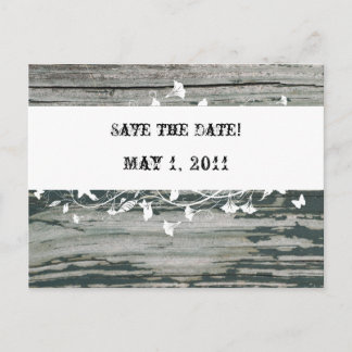 Vintage Old Wood Save the Date Announcement Postcard