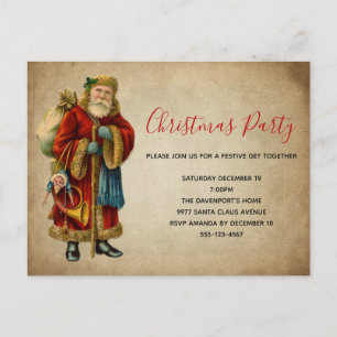 Vintage Old World Christmas Santa Claus Invitation Postcard