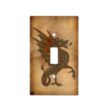 Vintage Old World Dragon on Parchment effect