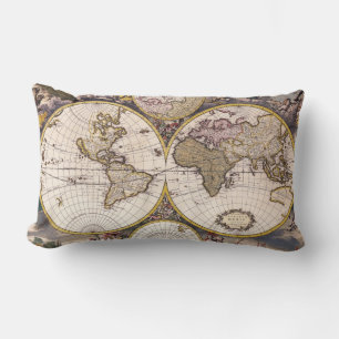 Vintage Old World Map Decor Cushion Throw Pillow