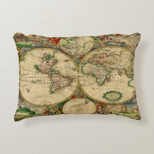 Vintage old world Map Decorative Cushion