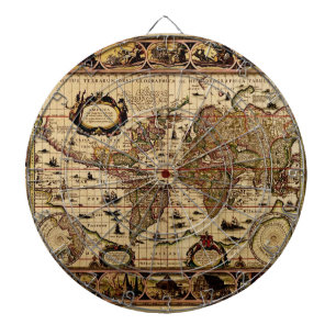 Vintage Old World Map Designer Dart Board
