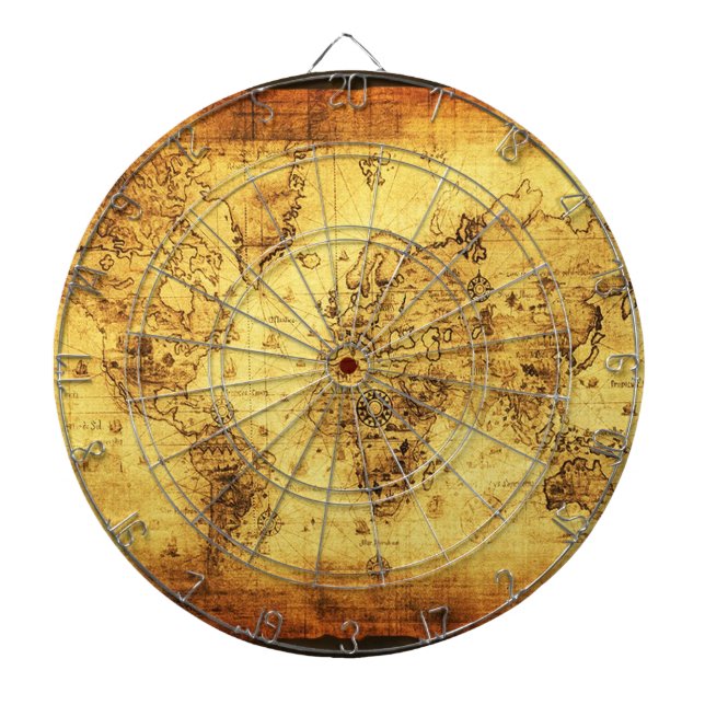 Vintage Old World Map Designer Dart Board (Front)