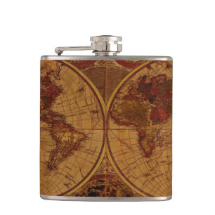 Vintage Old World Map History-lover Hip Flask