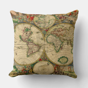 Vintage old world Maps Antique map Cushion