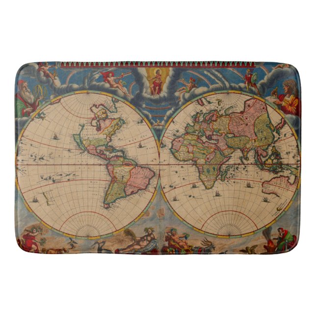 Vintage old world Maps Bath Mat (Front)