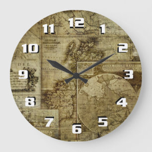 Vintage old world Maps Large Clock