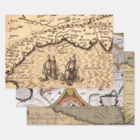 Vintage Old World Maps Wrapping Paper Sheets