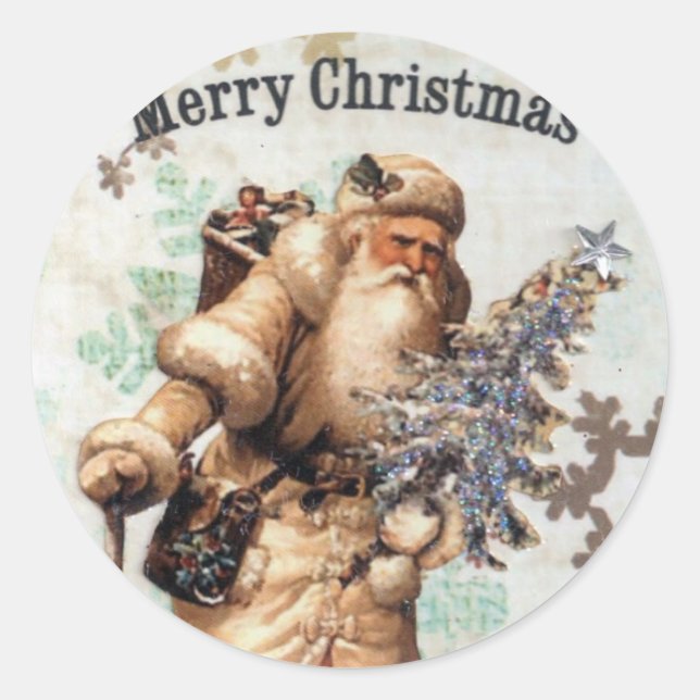 Vintage Old World Santa Claus Christmas Stickers (Front)