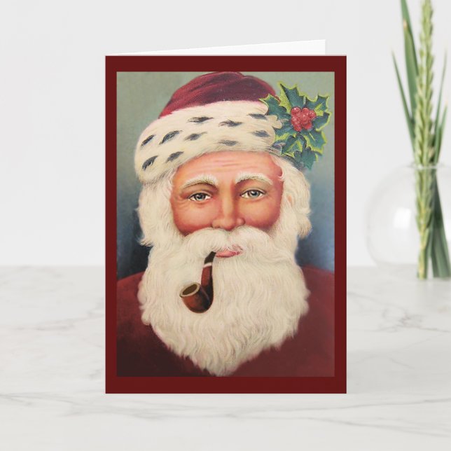 Vintage Old World Santa Holiday Card (Front)