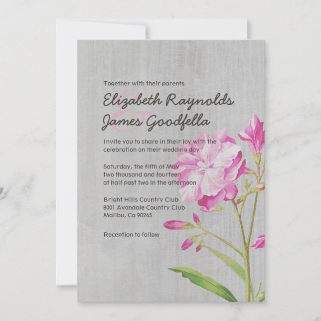 Vintage Oleander Wedding Invitations (Front)