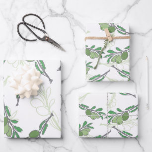 Vintage Olive Branch Wrapping Paper Sheets – Hand