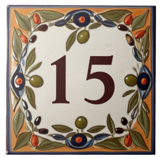 Vintage Olive Custom House Number Plaque Sign Ceramic Tile