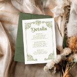 Vintage Olive Green Antique Frame Wedding Details Enclosure Card<br><div class="desc">A beautifully designed details card featuring a whimsical antique frame in soft olive green.
Perfect for sharing essential wedding information with a touch of vintage charm and artistic elegance.</div>