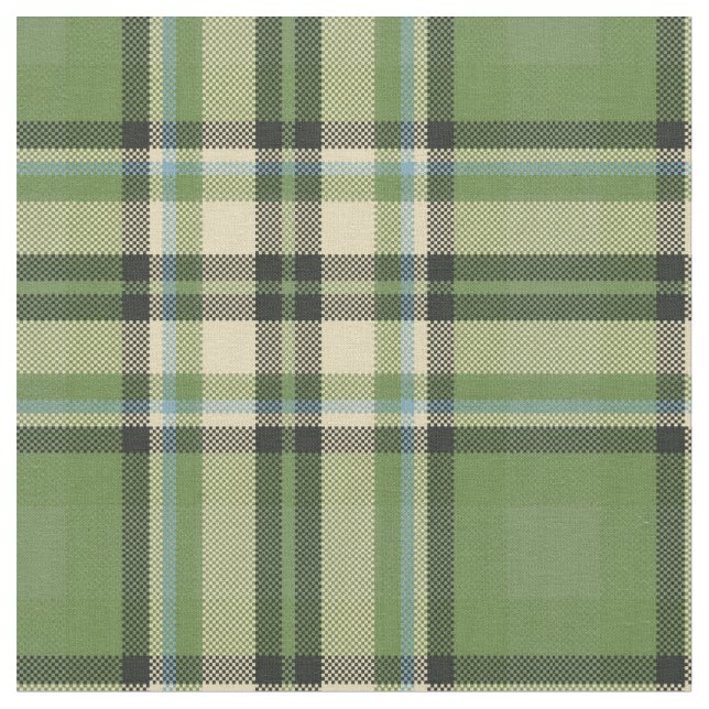 Vintage Olive Green Plaid Fabric (Close Up)