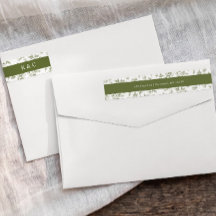 Vintage Olive Green Toile Wedding Return Address