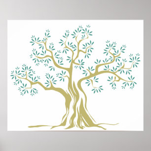 Vintage Olive tree silhouette icon Poster