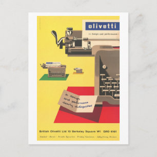 Vintage Olivetti Typewriter Advertisement Postcard