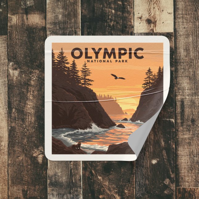 Vintage Olympic National Park Square Sticker (Creator Uploaded)