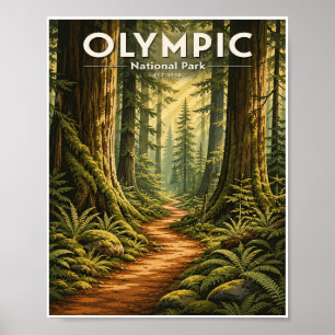 Vintage Olympic National Park Travel Poster