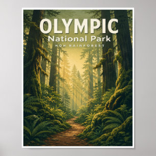 Vintage Olympic National Park Travel Poster