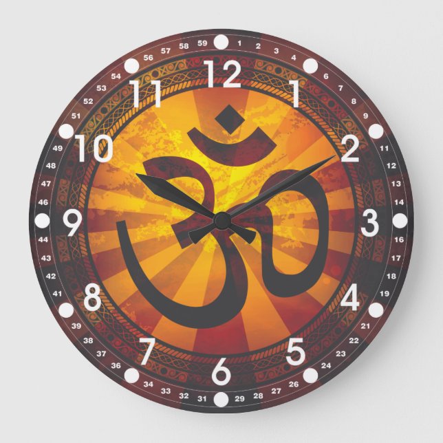 Vintage Om Symbol Large Clock (Front)