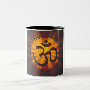 Vintage Om Symbol Print Two-Tone Coffee Mug