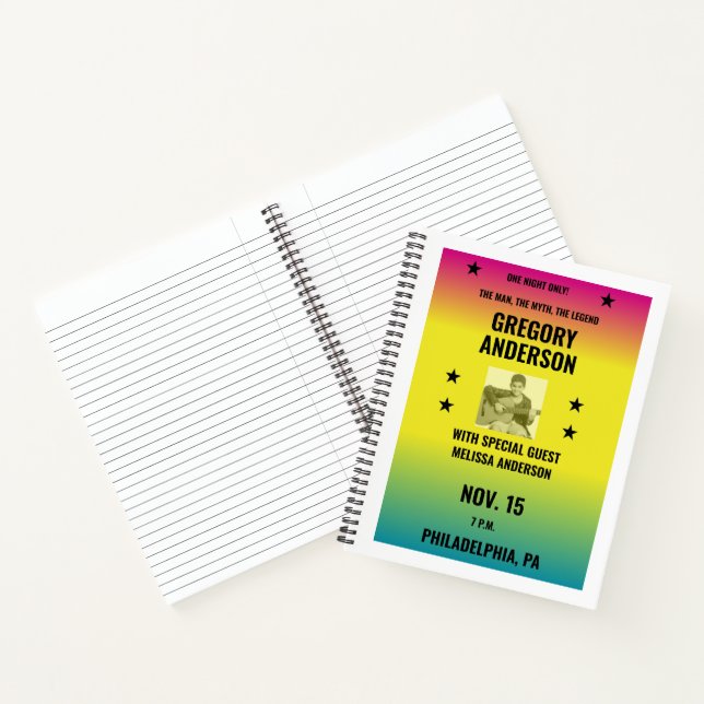 Vintage Ombre Concert Poster with Photo Custom Notebook (Inside)
