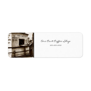 Vintage One Cent Coffee Sign Return Address Label