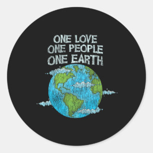 Vintage One Love One People Planet Climate Change Classic Round Sticker