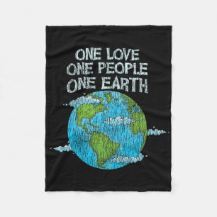 Vintage One Love One People Planet Climate Change Fleece Blanket