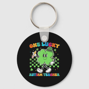 Vintage One Lucky Autism Teacher St Patrick Day Sc Key Ring