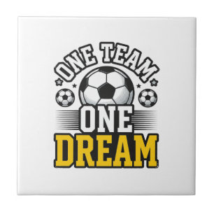 Vintage One Team One Dream Soccer Shirt Design_1 Ceramic Tile