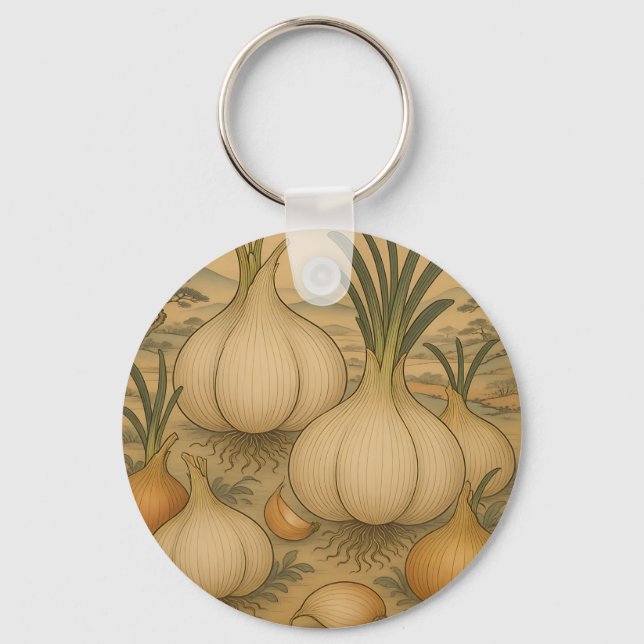 Vintage Onion Botanical  Key Ring (Front)
