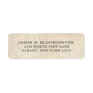 Vintage Opaque Geography Map   Return Address Label