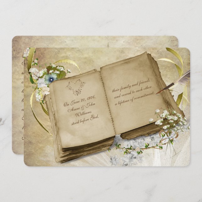 Vintage Open Book Vow Renewal Invite (Front/Back)