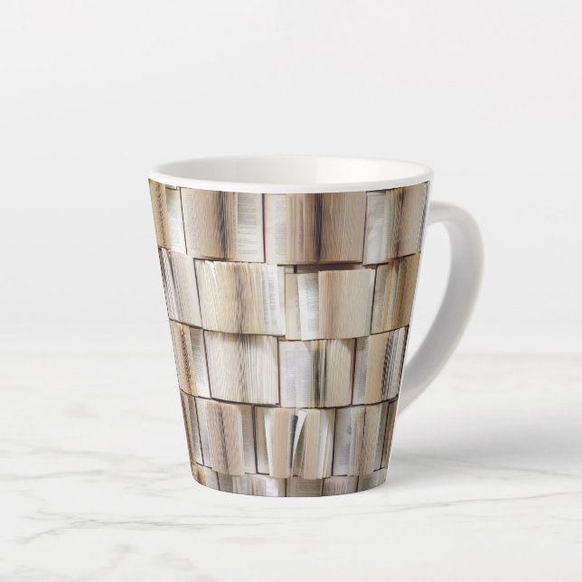 Vintage Open Books Book Pages Latte Mug (Right Angle)