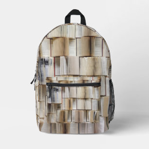 Vintage Open Books Book Pages Printed Backpack