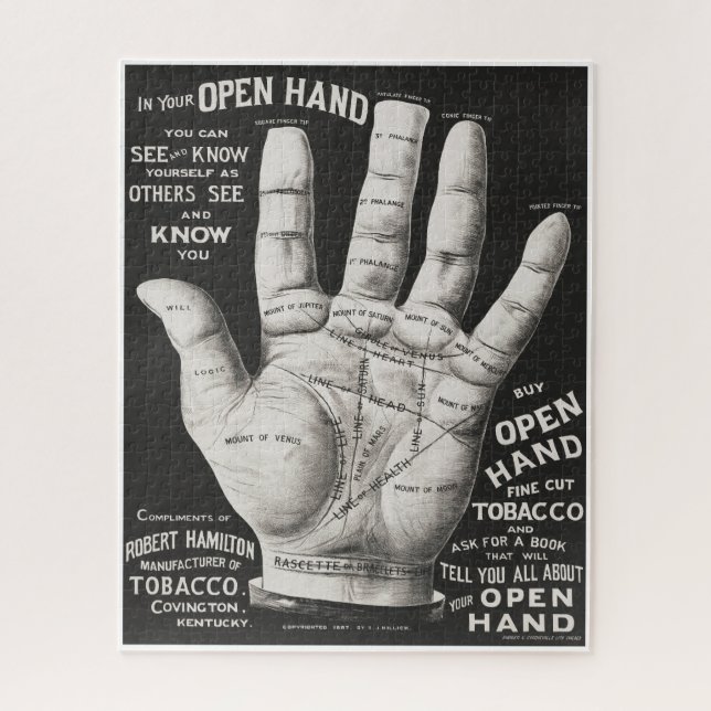 Vintage Open Hand Palmistry Print Advertisement Jigsaw Puzzle (Vertical)