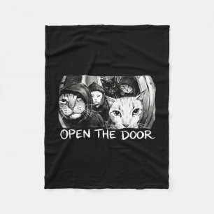 Vintage open the door funny meme gang sarcastic ca fleece blanket
