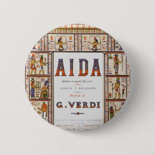 Vintage Opera Music, Egyptian Aida by Verdi 6 Cm Round Badge